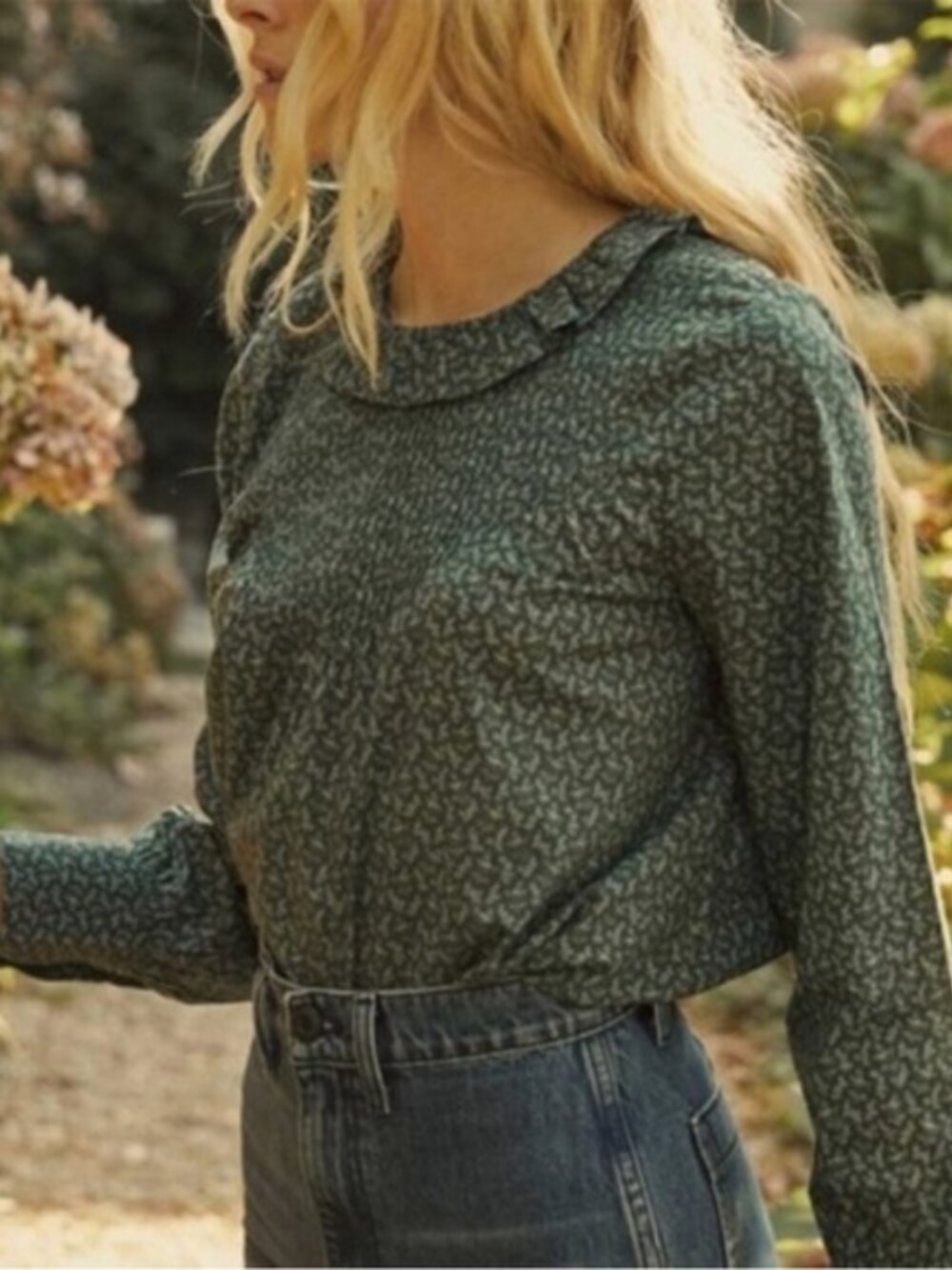 DOEN green floral cotton blouse - Picture 3 of 15